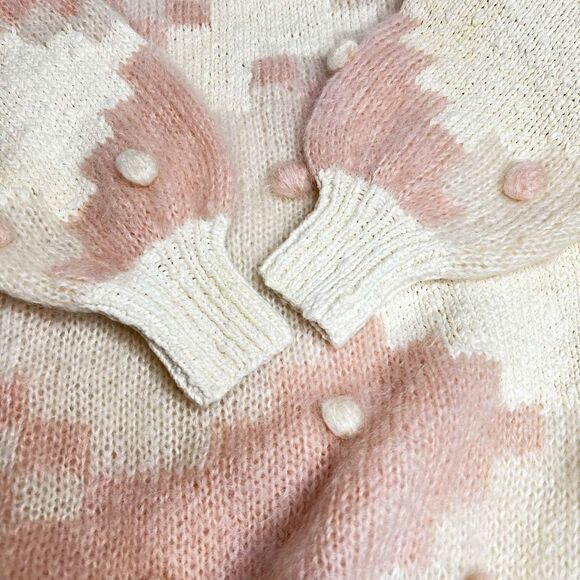 FIA Italia vintage pink and cream crew neck sweater with Pom Poms size S - Picture 15 of 16